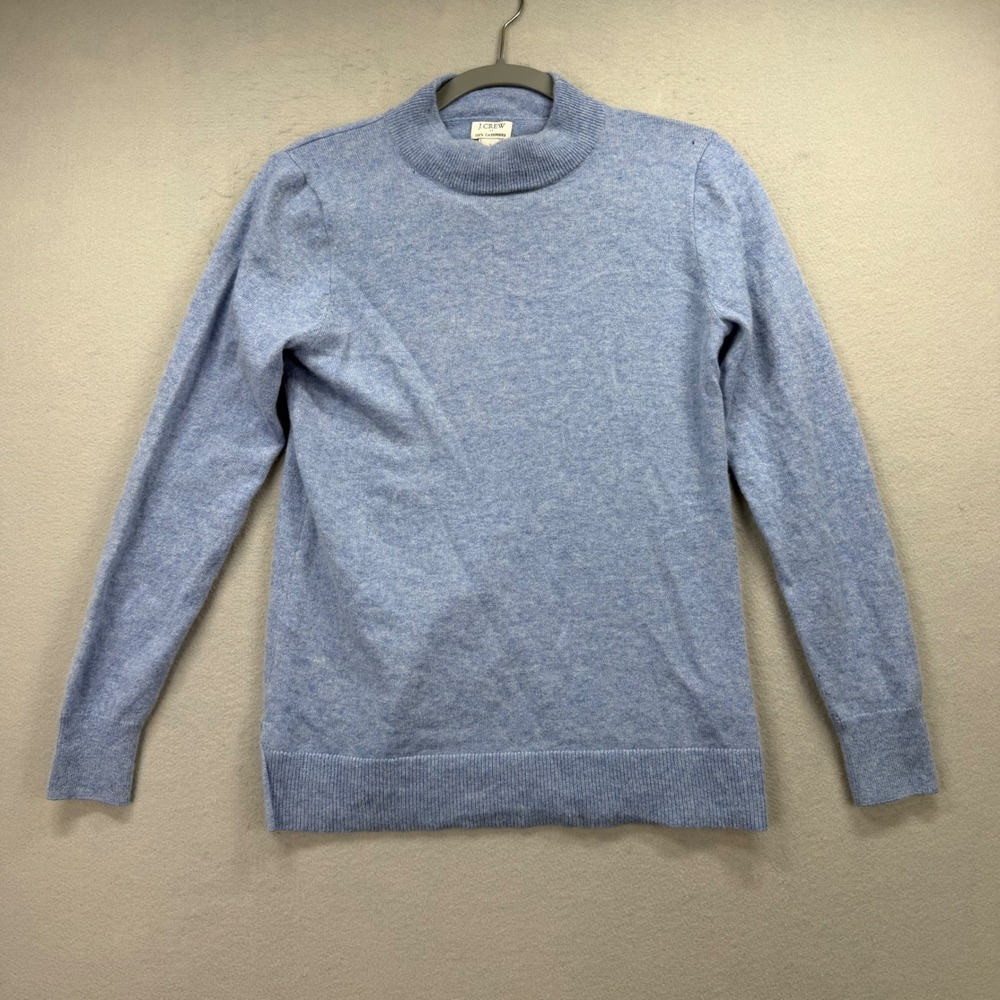 J.Crew Cashmere Mock Neck‎ Sweater Womens Small Blue Long Sleeve Knit Top